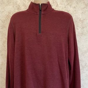 Eddie Bauer Mens Collared 1/4 Front Zip Long Sleeve Maroon Thermal Size Large